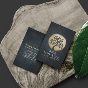 Yoga Studio Meditationsinstruktör Svart Guld Träd Visitkort