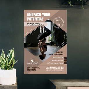 Yoga Studio Neutralt Beige Hälsa Gym Promotional Poster