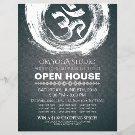 YOGA Studio Open House Calligraphy OM & ZEN Symbol Reklamblad