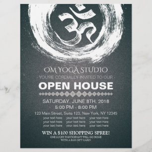 YOGA Studio Open House Calligraphy OM & ZEN Symbol Reklamblad