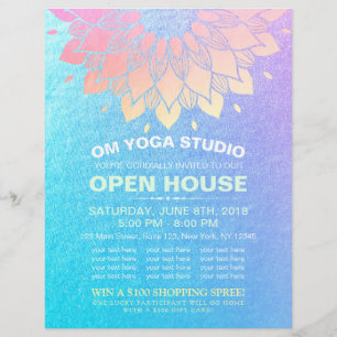 YOGA Studio Open House Gold Foil Mandala Flowers F Reklamblad