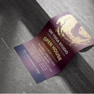 YOGA Studio Open House Lila Gold Foil ZEN Symbol Reklamblad