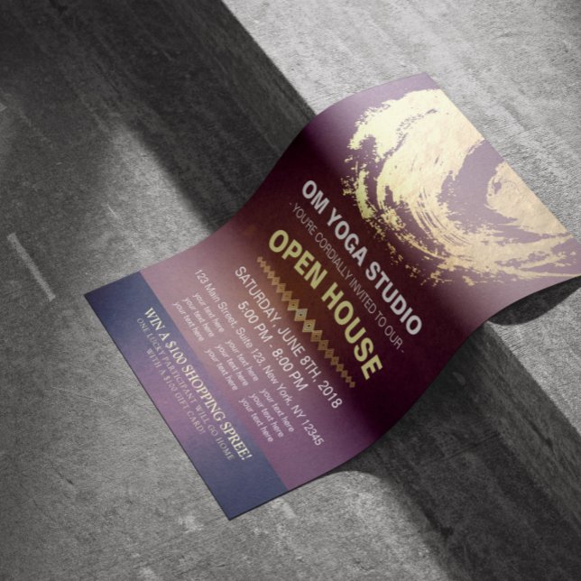 YOGA Studio Open House Lila Gold Foil ZEN Symbol Reklamblad (Skapare uppladdad)