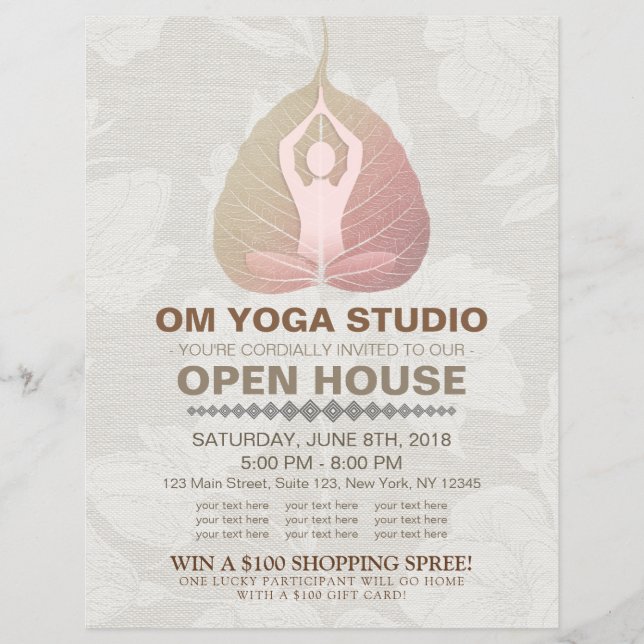 YOGA Studio Open House Meditation Pose Bodhi Löv Reklamblad (Framsidan)