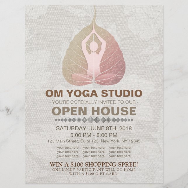 YOGA Studio Open House Meditation Pose Bodhi Löv Reklamblad (Framsidan)