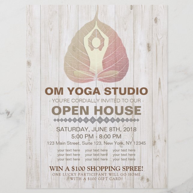 YOGA Studio Open House Meditation Pose Bodhi Löv Reklamblad (Framsidan)