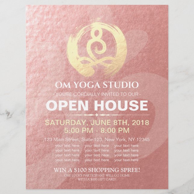 YOGA Studio Open House Meditation Posture Zen-teck Reklamblad (Framsidan)