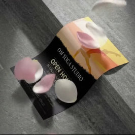 YOGA Studio Open House Sunset Måne Salutation Pose Reklamblad