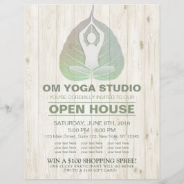 YOGA Studio Öppet Hus Meditation Pose Bodhi Leaf Reklamblad