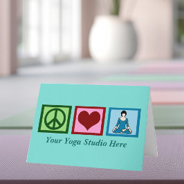 Yoga Studio Peace Kärlek Yoga Teal Helgdag Card Helgkort