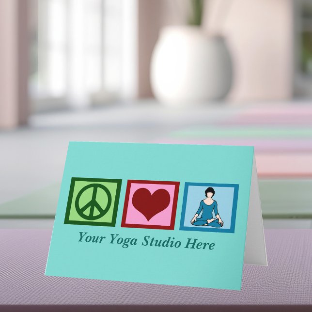 Yoga Studio Peace Kärlek Yoga Teal Helgdag Card Helgkort (Skapare uppladdad)