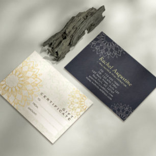 YOGA Studio Presentkort Guld Mandala Blommor Visitkort