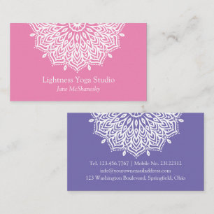 Yoga Studio Rosa Lila Mandala Minimalist Visitkort
