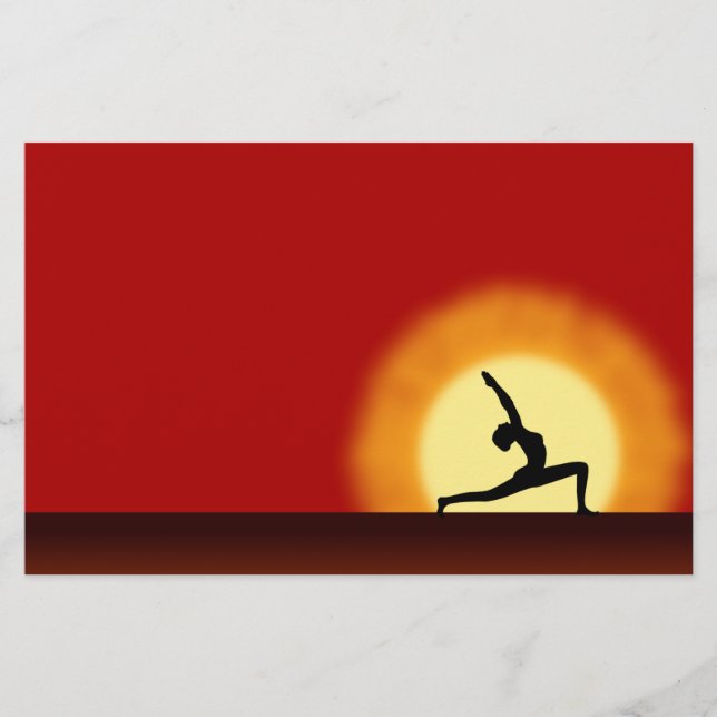 Yoga Studio Sunrise Warrior Pose Silhouette Flyers (Framsidan)