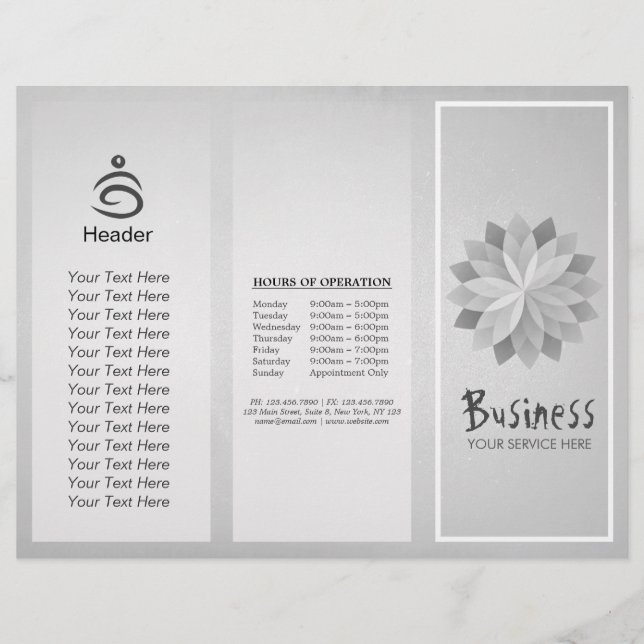 Yoga Studio Tri-Fold Brochure Lotus Blommigt Manda (Framsida)
