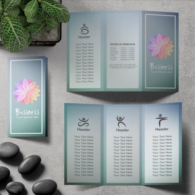 Yoga Studio Tri-Fold Brochure Lotus Blommigt Manda (Skapare uppladdad)