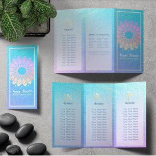 Yoga Studio Tri-Fold Brochure Lotus Blommigt Manda