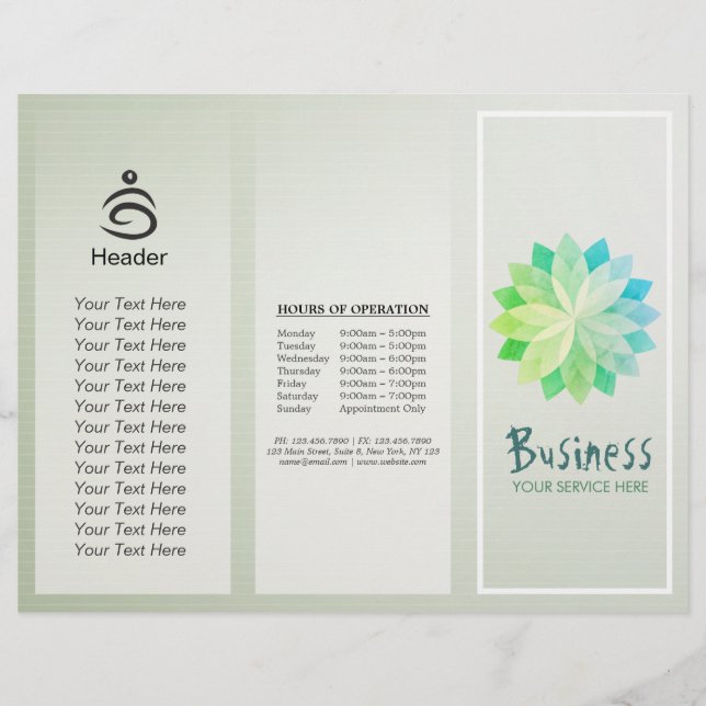 Yoga Studio Tri-Fold Brochure Lotus Blommigt Manda (Framsida)