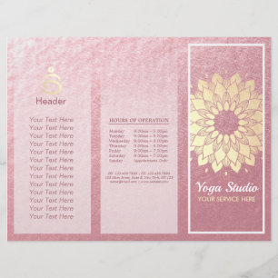 Yoga Studio Tri-Fold Brochure Lotus Blommigt Manda