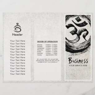 Yoga Studio Tri-Fold Brochure Push OM ZEN-symboler