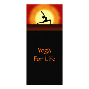 Yoga Sunrise Yoga Pose Silhouette Rackkort Reklamkort