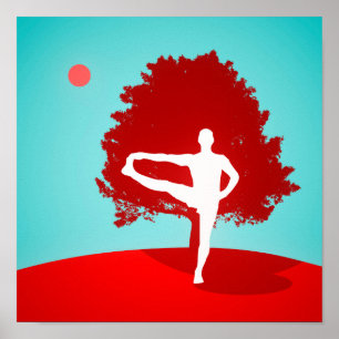 Yoga Sunset Art Poster