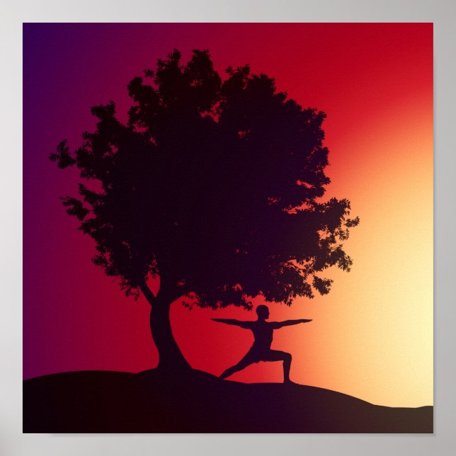 Yoga Sunset Art Poster (Framsidan)