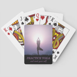 Yoga Svart Lila Vrksasana Trädposition Casinokort