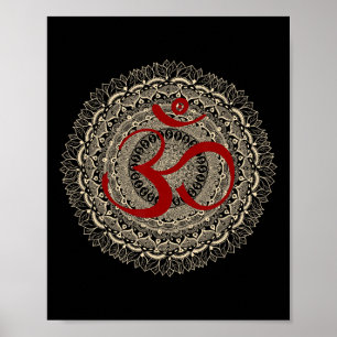 Yoga-symboler av Mona Om Yoga Ohm Hinduisk meditat Poster