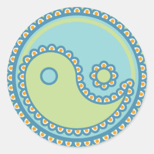 Yoga talar babyen: Paisley Yin-Yang symbol Runt Klistermärke