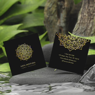 Yoga Teacher Black & Guld Mandala Fyrkantigt Visitkort
