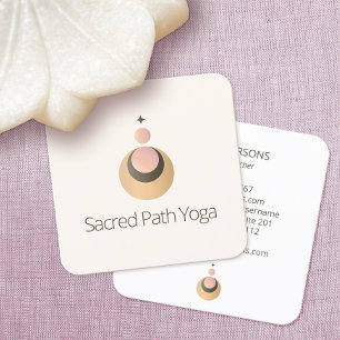 Yoga Teacher Celestial Boho Logotyp Fyrkantigt Visitkort