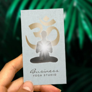 Yoga Teacher Guld om Symbol Snyggt Faux Linen Visitkort