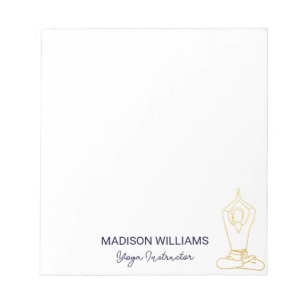 Yoga Teacher Modern Navy Guld Minimalistic Anteckn Anteckningsblock