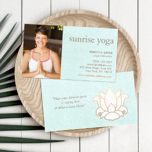 Yoga Teacher Photo White Lotus Flower Visitkort