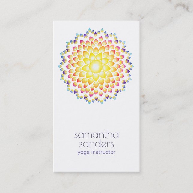 Yoga Teacher Radiance Rainbow Mandala Art Visitkort (Framsida)