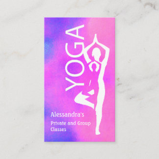 Yoga Teacher Rosa Lila Träd Pose Visitkort