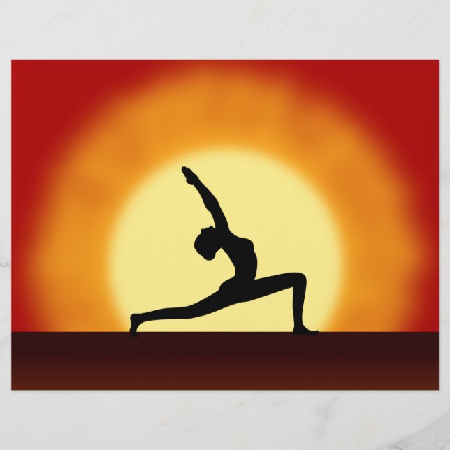 Yoga Teacher Sunrise Posing Woman Silhouette Flyer (Framsidan)