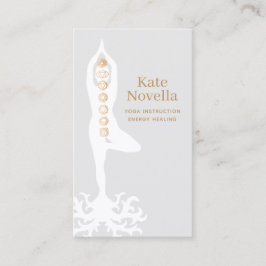 Yoga Teacher, Träd Pose med rötter och Chakras Visitkort
