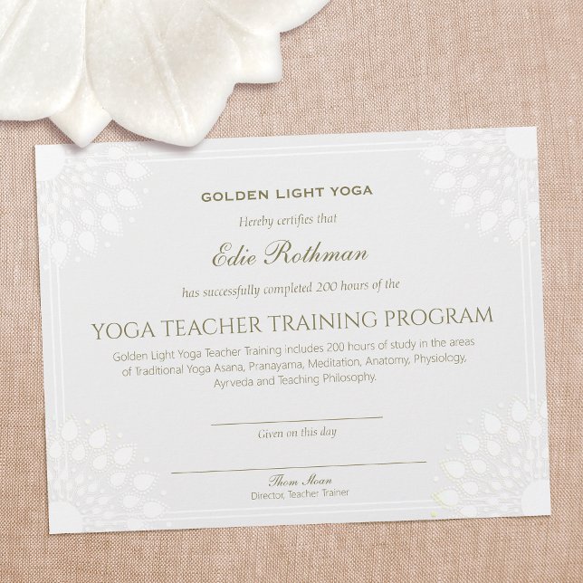 Yoga Teacher-utbildningsbevis för avslutad utbildn (Skapare uppladdad)