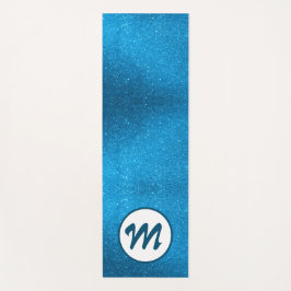Yoga Teal Blue Glitter Girly Monogram Guld Glitter