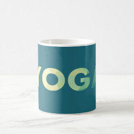 Yoga Teal Gult text Kaffemugg