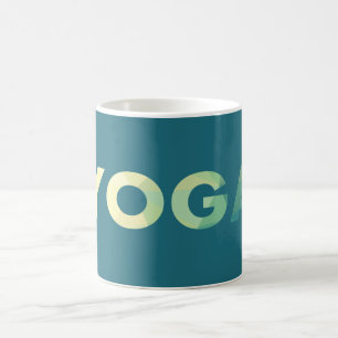 Yoga Teal Gult text Kaffemugg