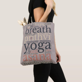 Yoga Terms Ord Versatile Shoulder Tote Bag Tygkasse