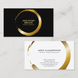 Yoga Theme Golden Enso Circle Motif Black Visitkort