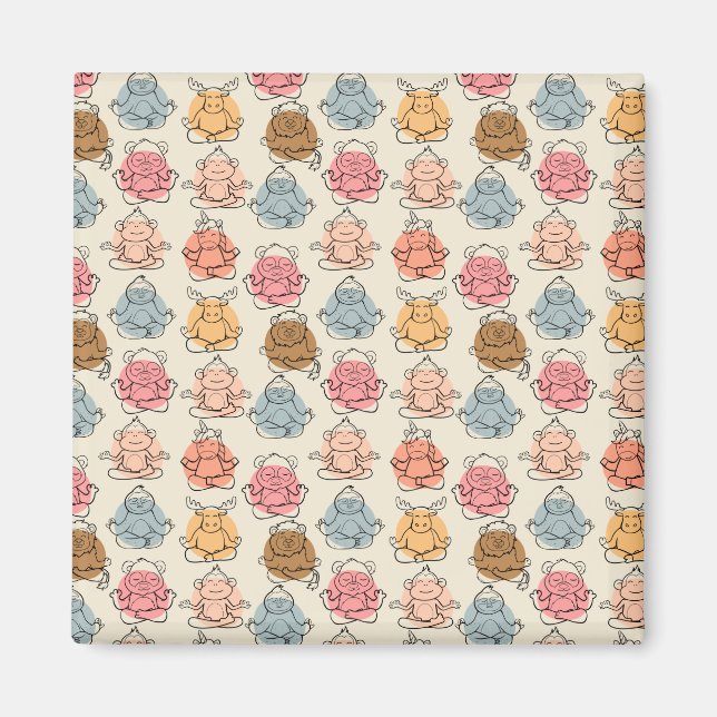 Yoga throw mönster | Yoga Sömlös mönster 42 Magnet (Framsidan)