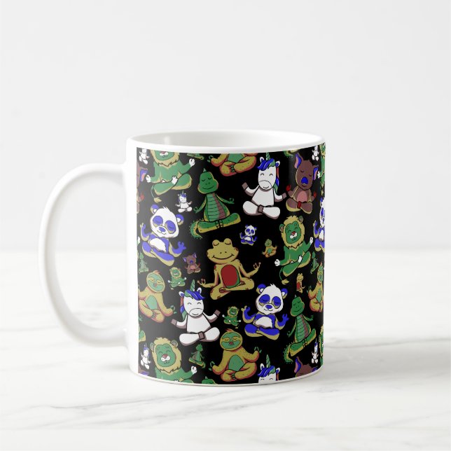 Yoga throw mönster | Yoga Sömlös mönster 45 Kaffemugg (Vänster)