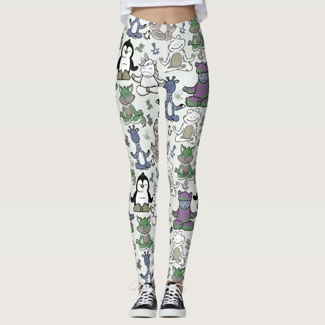Yoga throw mönster | Yoga Sömlös mönster 66 Leggings (Framsida)
