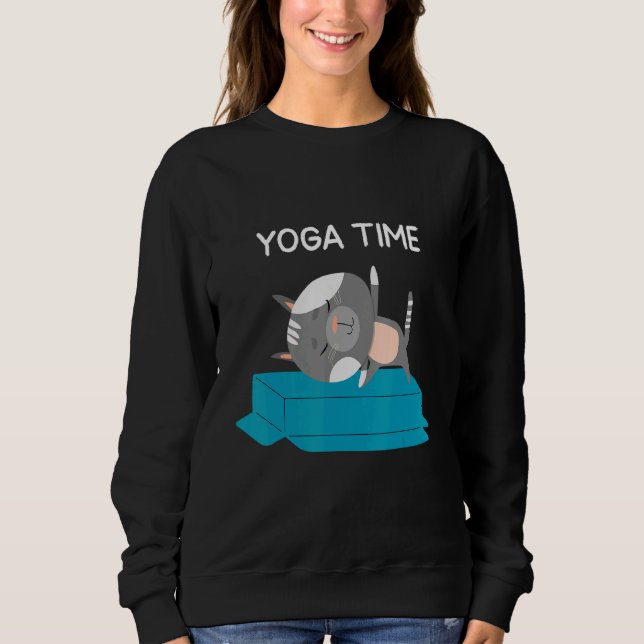 Yoga Time Cat Slappna av Meditation T Shirt (Framsida)