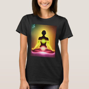 Yoga tjej kvinnlig solhälsning meditation Chakra T Shirt